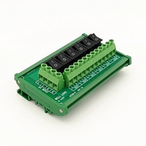 DIN Rail Mount 6 Channel Rocker Switch AC 125V 250V Power Distribution Strip Module