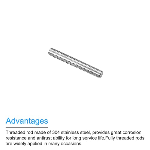 MECCANIXITY Fully Threaded Rod M4 x 25mm 0.7mm Thread Pitch 304 Stainless Steel Right Hand Threaded Rods Bar Studs 5 Pack - size: M4 x 25mm