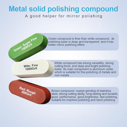 Neeki 10pcs Buffing Wheels for Dill with 3 Polishing Compounds Bar