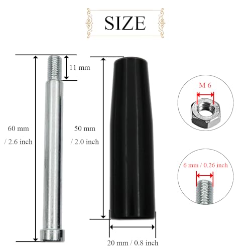 Revolving Handles Knob Handwheel M6 x 60mm Male Threaded Stem Lathe Crank Handle Trailer Jack Knob Thread Handle Grips Crank Hand Wheel with Nuts Machine Rotating Handles Black Plastic Metal 1 Set - size: M6 x 60mm-1P