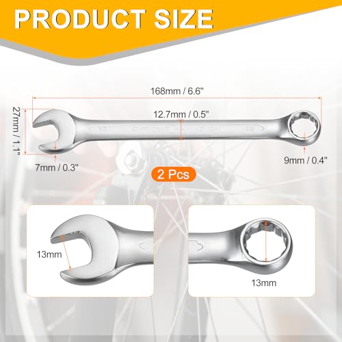 HARFINGTON 2Pcs Metric Combination Wrench 13mm Open End & 15-Degree Offset - size: 13mm
