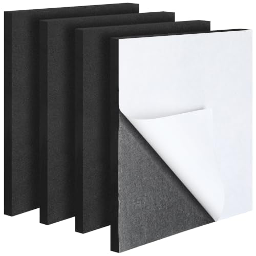 4 Pcs 0.5 Inch Thick Foam Padding Sheet with Adhesive Backing - color: Black, size: 0.5 Inch Thick, 12 x 12 Inches