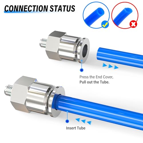 TAILONZ 304 Stainless Steel 6mm x M5 Push to Connect Straight 5Pcs - size: 6mm OD M5