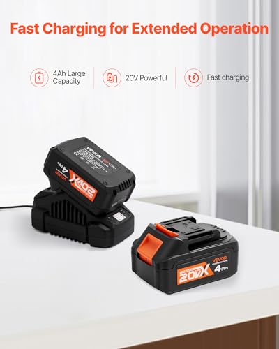VEVOR 1-1/8" SDS-Plus Rotary Hammer Drill, 20V Brushless Cordless SDS Hammer Drills, 4.0Ah Lithium-Ion Battery Powered, 3.0A Fast Charger, 4 Modes, Rotomartillo for Concrete,1200 RPM, 5300 BPM - size: 1-1/8 in