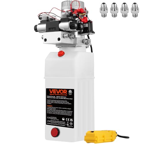 VEVOR Hydraulic Pump 12V DC Hydraulic Power Unit Double Acting Double Solenoid Hydraulic Power Pack Unit with 8L Plastic Tank Max Pressure 200 Bar for Car Liftng