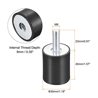 uxcell Rubber Mounts 8pcs M8 Male/Female Vibration Isolator Shock Absorber, for Garage Motor Air Compressor Car Boat Bobbins, D30mmxH40mm - size: M8x30mmx40mm