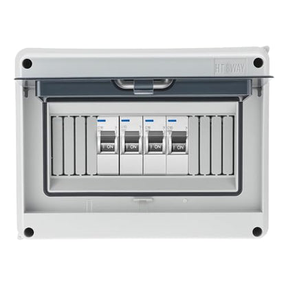 QWORK 8 Way Circuit Breaker MCB Distribution Protection Box, IP65 Waterproof ABS Plastic Breaker Electrical Box and Transparent Cover
