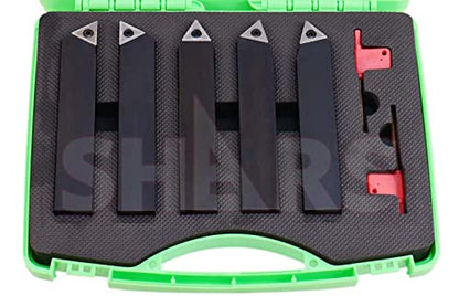 Shars (5 Pcs) 1" Indexable Carbide TCMT Insert Turning Tool Set 404-1044 L] - size: 1" 404-1044