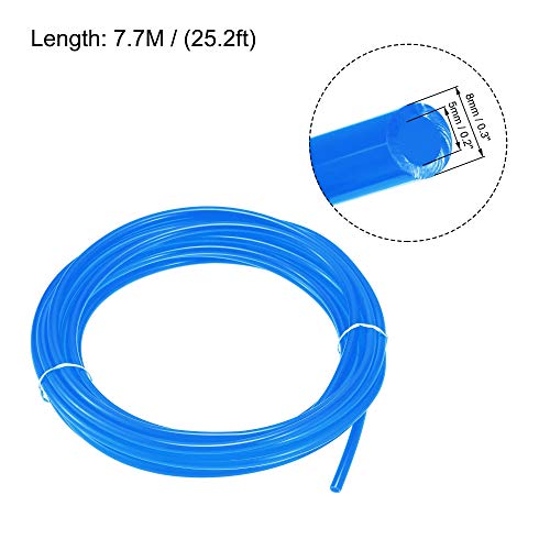 uxcell Pneumatic Tubing, Air Compressor Tube Hose PU Air Line Hose 5mm ID x 8mm OD x 7.7m/25.2Ft Blue - color: Blue, size: 5mmx8mm