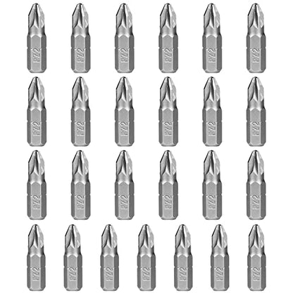 HPHOPE PZ2 Screwdriver Bit Set, Pozi Bits PZ2 1/4" Hexagon Bit (25 Pack) - size: PZ2, 25Pcs, 1"