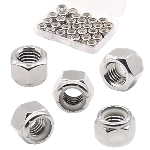 10# 24 Lock Nuts - Nylon Insert Hex Locknuts,304 Stainless Steel,Plain Finish (60 Pack) - size: 10#24(60 pack), style: SAE