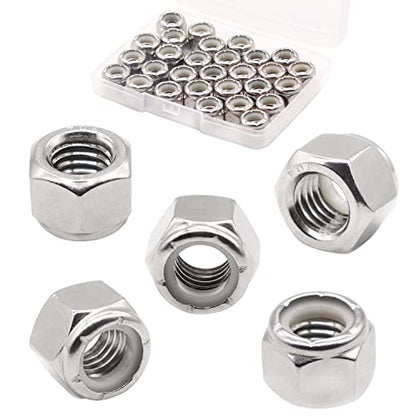 10# 24 Lock Nuts - Nylon Insert Hex Locknuts,304 Stainless Steel,Plain Finish (60 Pack) - size: 10#24(60 pack), style: SAE