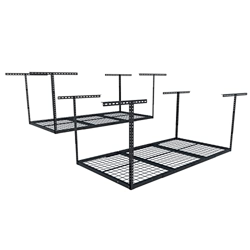 FLEXIMOUNTS 3x6 Overhead Garage Ceiling Storage Rack, 2 Pack, Black - color: Black, size: 3x6 ft
