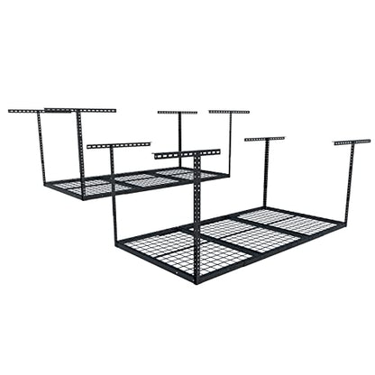 FLEXIMOUNTS 3x6 Overhead Garage Ceiling Storage Rack, 2 Pack, Black - color: Black, size: 3x6 ft