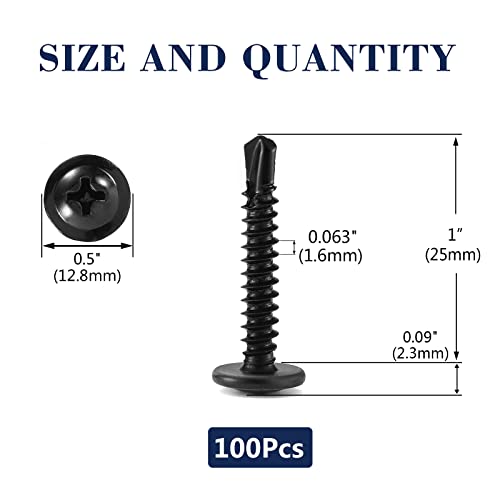 #10 x 1 Sheet Metal Screws 100Pcs 410 Stainless Steel Truss Head Fast Self Tapping Screws Black Oxide by SG TZH - color: Black, size: #10 x 1"