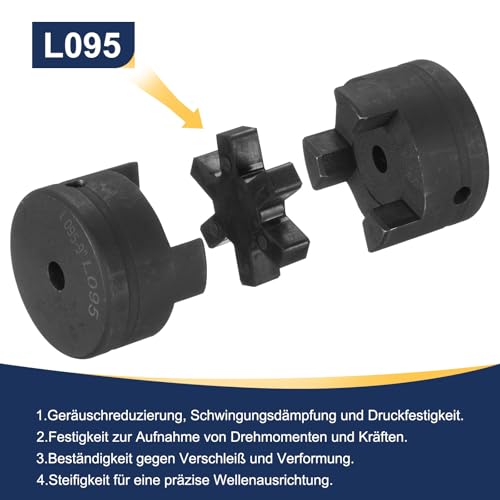 uxcell 3/8" L095 Flexible 3-Piece L-Jaw Coupling Coupler Set & Buna-N NBR Rubber Spider for Log Splitter Hybrid Equipment - size: 3/8"