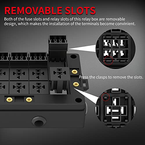 DAIERTEK Fuse Relay Box 12V Automotive 10 Slots Relay Holder 15 Slots ATC/ATO Fuse Holder Universal Fuse and Relay Box Block for Automotive Truck Marine Boat - color: Relay Box