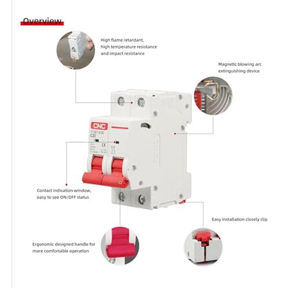 CNC AC Miniature Circuit Breaker, 6 Amp 400V 2 Pole DIN - style: 6A