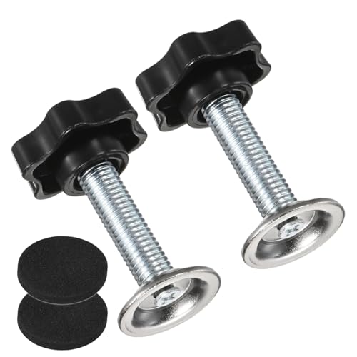 M METERXITY 2-Pack Star Handle Hand Screws, M10x35mm Carbon Steel Thread Star Clamping Knobs with Screws, Pressure Plate and Rubber Pad for Woodworking/Mechanical Equipment [Black] - size: M10 x 35mm