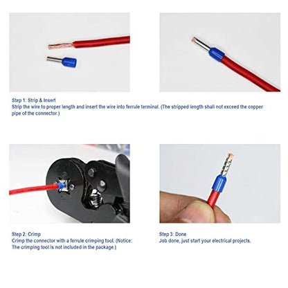 Two Sets of Pliers Terminals Kit, Includes Wire Stripper for AWG10-24 (0.2-6mm2) Coil, AWG23-7 (0.25-10mm²) Self-Adjustable Ratchet Wire Ferrule Plier and 1900PCS Wire Terminals for Electric,etc. - size: 1900pcs+ wire stripper +ferrule plier