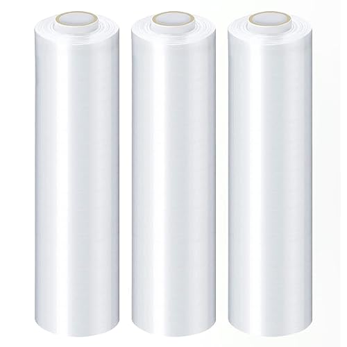 PSBM Stretch Wrap, 128 Rolls 12 Inch x 1500 Feet 90 Gauge Heavy Duty up to 800% Ultimate Stretch Clear Plastic Wrap Industrial Strength Shrink Film for Moving, Packing & Shipping - size: 128 Pack, style: 90 Gauge