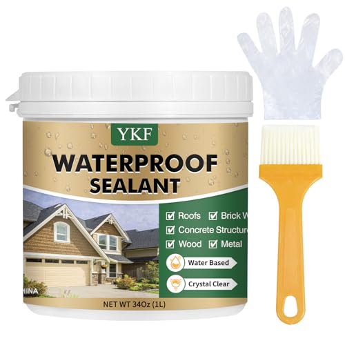 YKF Transparent Waterproof Sealant, Self-Leveling Clear Coating, 34 Fl Oz - size: 34 Fl Oz