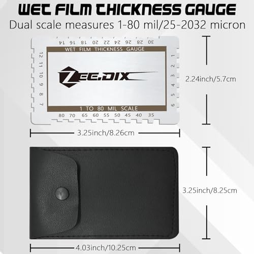 ZeeDix Stainless Steel Metal Wet Film Thickness Gauge Comb, 1-80 Mil Scale, Dual Scale Step and Notched Gauge Thickness Tool for Paints Resins - style: Wet Film Thickness Gauges