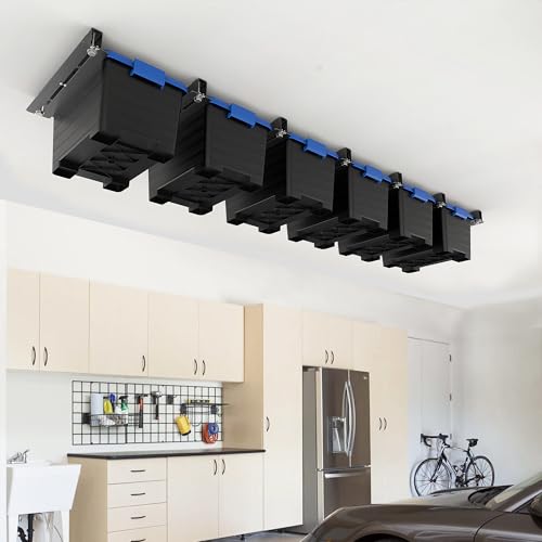 EVERHANGER Ceiling Storage Rack, Heavy Duty Overhead Storage Rack - style: For 6 Bins