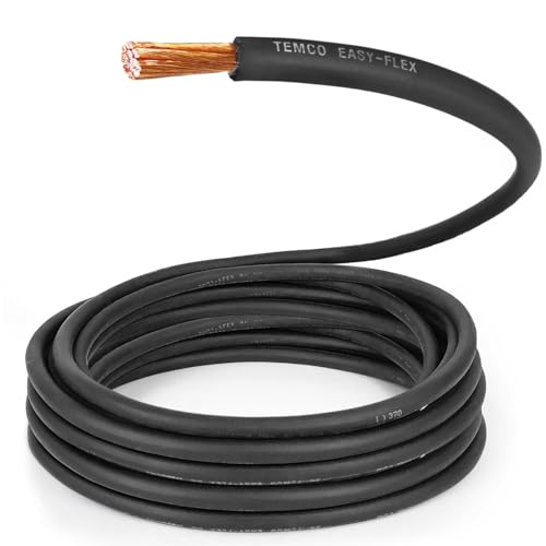 TEMCo 1 Gauge AWG 100 Ft Black Flexible Pure Copper Made in USA Welding Cable Battery Wire - Heavy Duty Solar, Inverter, Car, RV, Truck - color: 100 Ft Black, size: 1 AWG