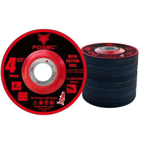 FOXBC 4-1/2" Type 27 Metal Cut-Off Wheel Disc, T27 Depressed Center - 25 PK