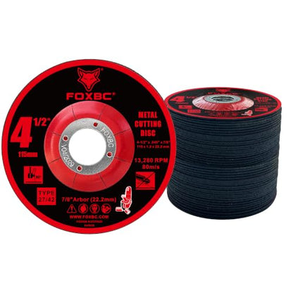 FOXBC 4-1/2" Type 27 Metal Cut-Off Wheel Disc, T27 Depressed Center - 25 PK