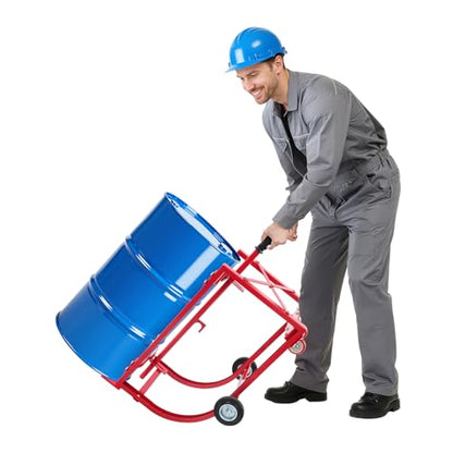 Drum Cradle with Wheels,660lbs Load Drum Dolly,55gal Movable Drum Rack - color: Red