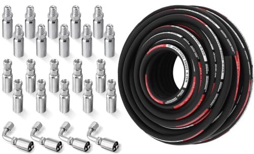 100FT 1/4" Hydraulic Hose with 24PCS Hydraulic Hose Fittings - size: 1/4" Hydraulic Hose - 100FT