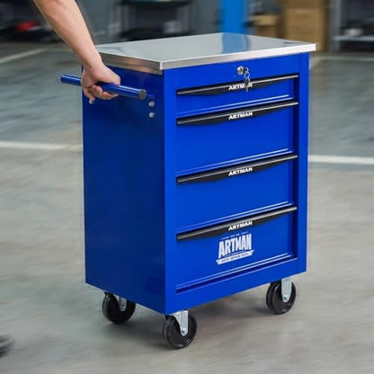 Rolling Tool Chest,Stainless Steel Worktop,Blue,4‑Drawer - color: Blue, size: 4-Drawers