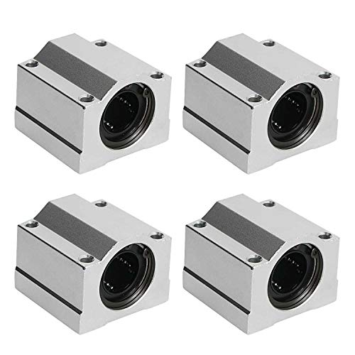SCS16UU Linear Ball Bearing Aluminum Slide Block, ID 16mm Linear Motion Ball Bearings CNC Slide Bushing, 4 Rows of Steel Balls, Great for CNC, 3D Printer, Linear Rail Guide 4 PCS - size: SCS16UU