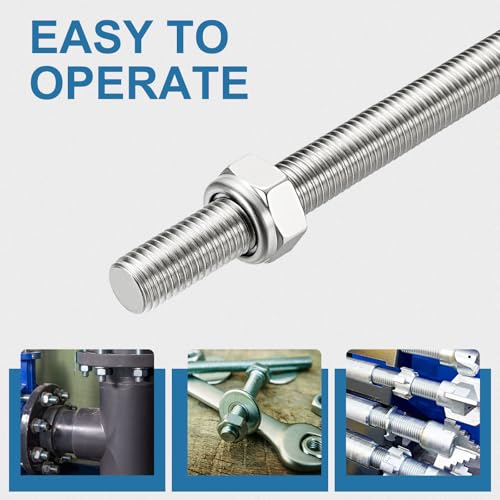 PATIKIL 6 Pcs Fully Threaded Rod, 5/16-18 304 Stainless Steel Right Hand Long Thread Bar Studs with Nuts for Pipes Clamps Hangers U-Bolts - size: 5/16-18
