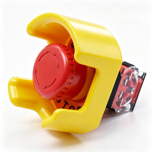 mxuteuk 1 NC 1 NO 22mm Red Mushroom Emergency Stop Push Button Switch AC 660V 10A + Protective Cover Anti-misoperation LA36-11ZS-DYB - color: Red/LA36-11ZS-Protective Cover, size: 1NC 1NO