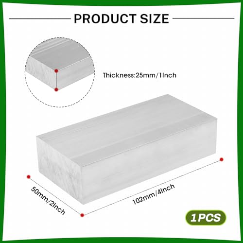 6061 Aluminum Flat Bar, 1" Thickness X 2" Width X 4" Length Aluminum Flat Plate, Solid Aluminum Bar for Crafting, Industrial Building - size: 1" X 2" X 4"