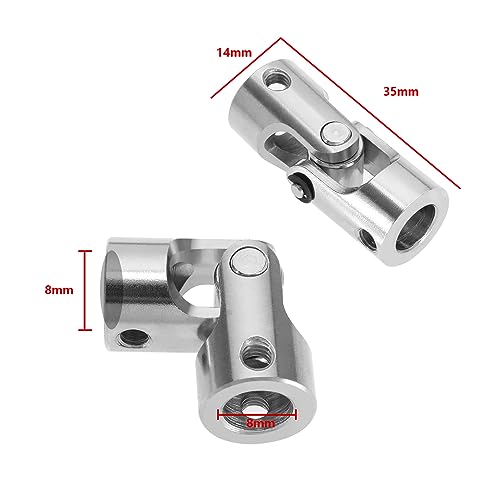 ECSiNG 4Pcs 8mm to 8mm Metal Shaft Coupling Universal Joint Shaft Coupling Flexible Coupling Connector Accessories for Model Car Ships Robots - size: 35mmx14mm