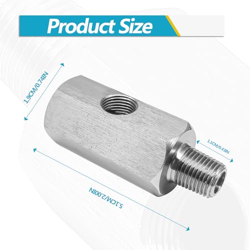 Stainless Steel Oil Pressure Sensor Adapter, With 1/8 NPT tee Oil Pressure Gauge Fitting Turbo Supply Feed line Connector for Turbo Supply Feed Line/Oil Pressure Gauge
