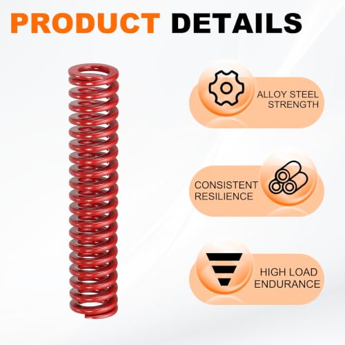 HARFINGTON 2pcs Die Spring 1/2" OD x 2.5" Free Length SMH2010, Red - size: 1/2" OD x 2.5" Free Length