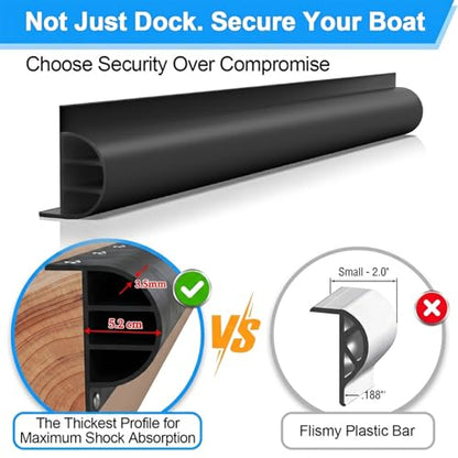 FUQUN P-Profile Dock Bumpers, 2.8/10/20 FT Heavy-Wall EPDM Rubber Docking Fender for Straight & Side Protection, Wider & Thicker Dock Edging Bumper with 304 Stailess Steel Screws & Drill Bit - size: 3 pcs × 3.3 ft | 10 ft Total