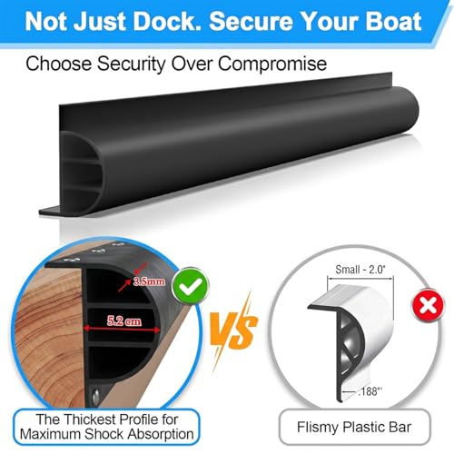 FUQUN P-Profile Dock Bumpers, 2.8/10/20 FT Heavy-Wall EPDM Rubber Docking Fender for Straight & Side Protection, Wider & Thicker Dock Edging Bumper with 304 Stailess Steel Screws & Drill Bit - size: 6 pcs × 3.3 ft | 20 ft Total