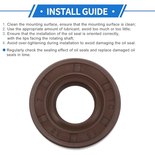 Universal Oil Seal TC Double Lip W Steel Spring Seal Ring Rotary Shaft Seal 15x32x7mm High Pressure FKM Rubber Brown 2 Pcs - size: 15x32x7mm