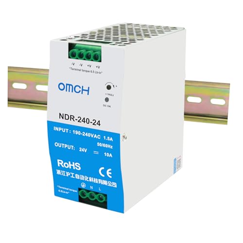 24V 10A DIN Rail Power Supply, 240W Switching Power Supply