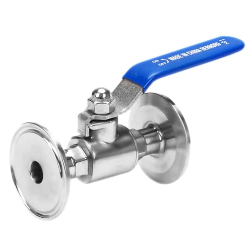 DERNORD 1.5" Tri-Clamp Ball Valve Stainless Steel 304,PTFE Lined. (1/2 inch Tube OD) - size: 1/2 inch Tube OD ( 1.5"TC )