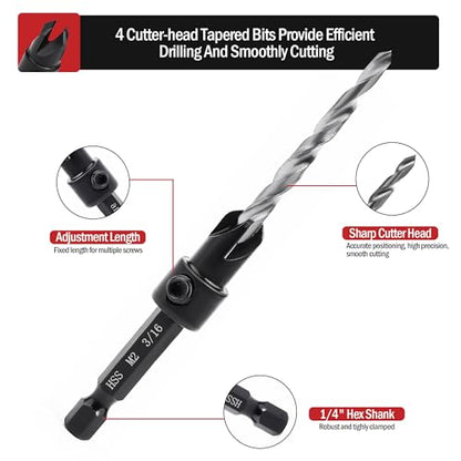 5PCS M2 Countersink Drill Bit Set - size: 5pcs