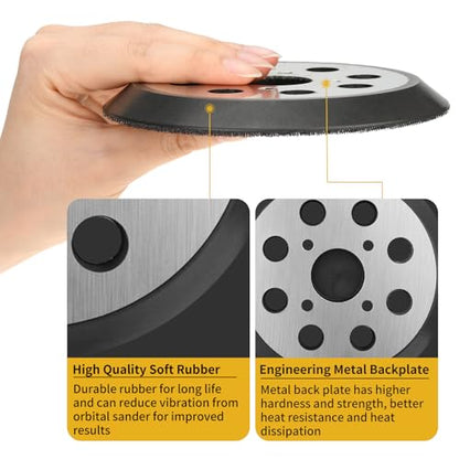 3 Pack 5" 8 Hole Replacement Sander Metal Pad Compatible with Milwaukee 6021-21 6034-21 2648-20 2648-21 Orbital Sander Hook and Loop Replacement Part #51-36-7100 (4 Screw Holes Sander Pads) - style: Metal Pad 3 PACK