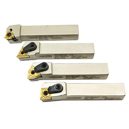 5/8'' inch CNC Lathe Indexable Turning Tool Holder with Nickel Plated,CNC Heavy-Duty Metal Lathe Bit Set with Tin Coated Carbide Turning Inserts WNMG431 CNMG431 TNMG331 16ER AG60