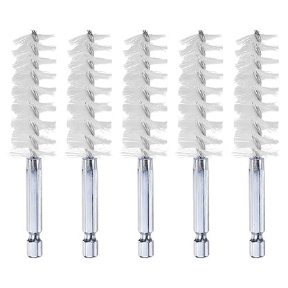 HARFINGTON 5Pcs Nylon Bore Brush 19mm Dia 4" Long Cleaning Twisted Wire Brush with Handle 1/4" Hex Shank for Tubes, Ports, Bearings - size: 19mm